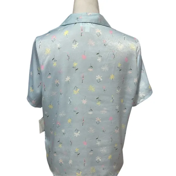 Abound Satin Floral Print Pajama Shirt M NWT Button Front Sleepwear Comfortable - Image 7