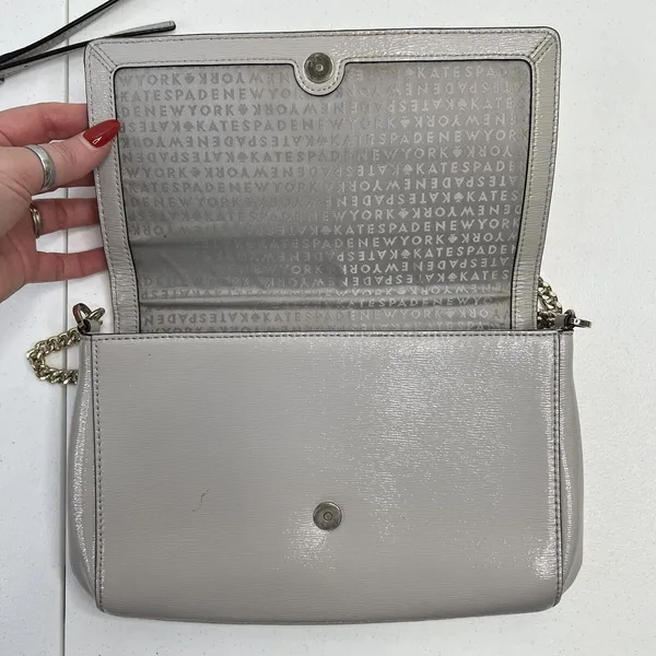 KATE SPADE Laurel Way Greer Crossbody‎ Shoulder Bag Gray Leather Crossbody Strap - Image 10