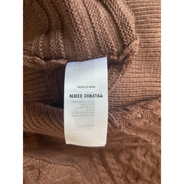 ELFRIC EDEN Brown Cable Knit Sweater Men's XXL Crew Neck Long Sleeve‎ Pullover - Image 6