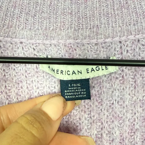 American Eagle Collared Sweater Womens Size Large Purple Knitted Pullover Preppy - Image 9