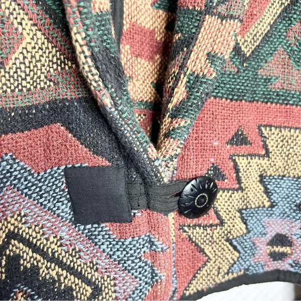 Vintage Flashback Southwestern Pattern Cropped Tapestry Jacket Size Medium Green - Image 6