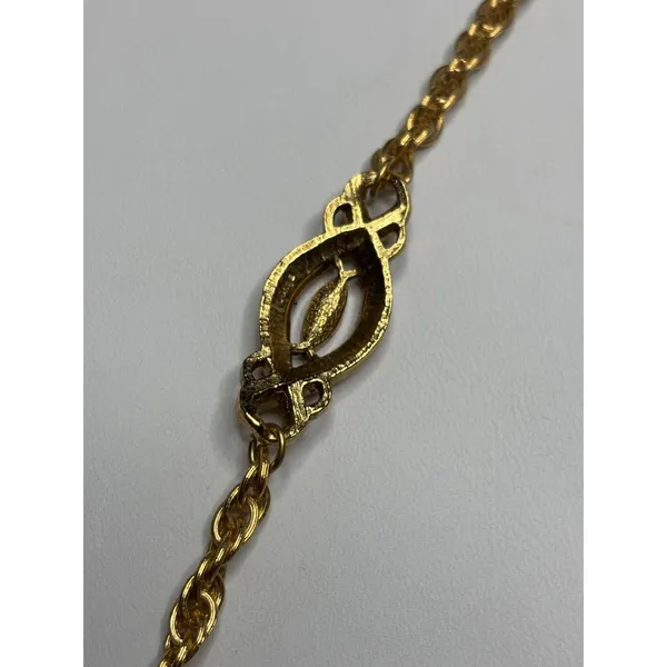 AVON Gold-Tone Rope Chain Bracelet W/ Rhinestone & Intricate Centerpiece Design - Image 7