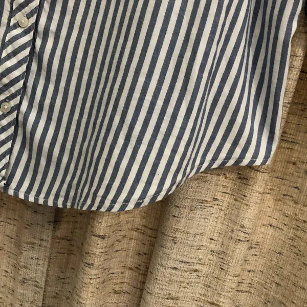 Aerie Blue and White Striped Button-Up Shirt With Pocket - Image 4