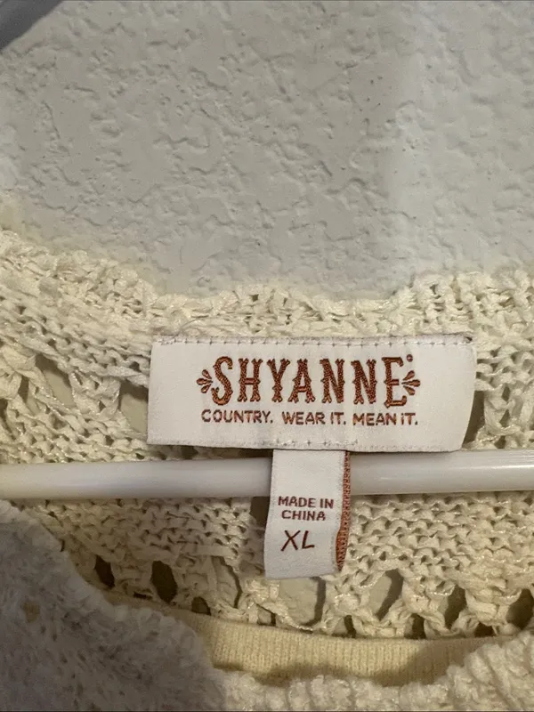 Shyanne Cream Crochet Fringe Midi Dress XL - Image 2