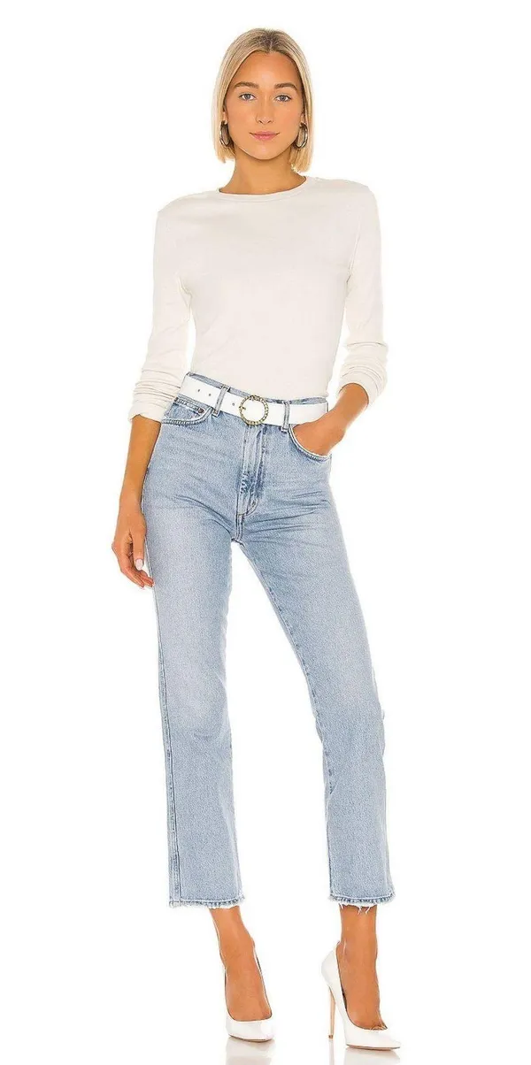 AGOLDE Pinch Waist High Rise Kick in Riptide - Image 4