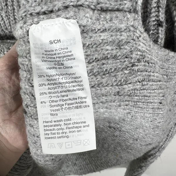 Madewell Mercer Sweater Cable Knit‎ Turtleneck Donegal Gray Sz Small Wool Blend - Image 9