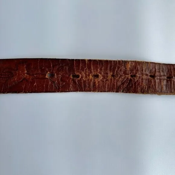 Handcrafted Brown Leather Belt Deer Hunting Mountains Fishing Western Boho Ranch - Image 6