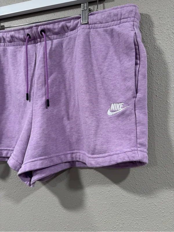 Nike Sportswear Essential French Terry Cloth Purple Shorts - Image 3