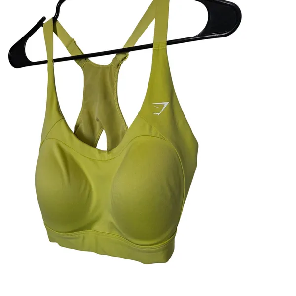 Gymshark Yellow Green Mesh Back Scoop Neck Racerback Active Sports Bra Sz Large - Image 2