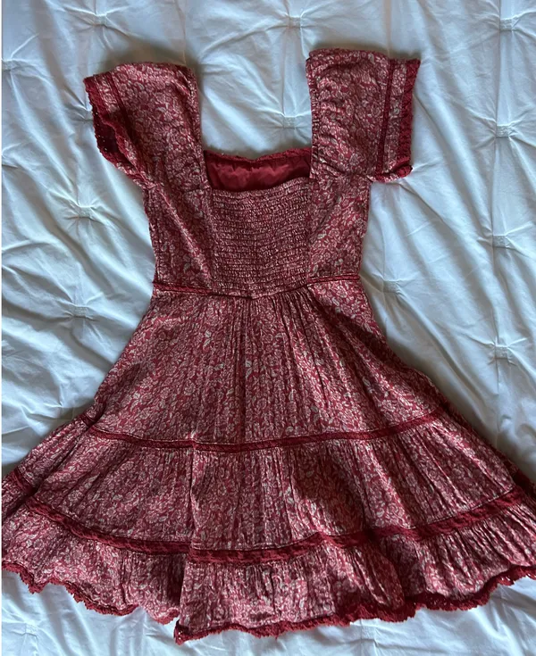 American Eagle Red Mini Dress Floral - Image 2