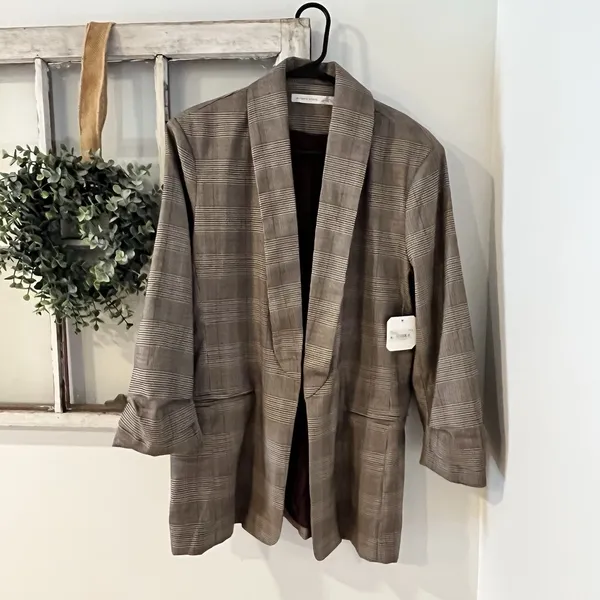 NWT Altar'd State Plaid Collared Longline Blazer Jacket Casual Chic‎ Size L - Image 2