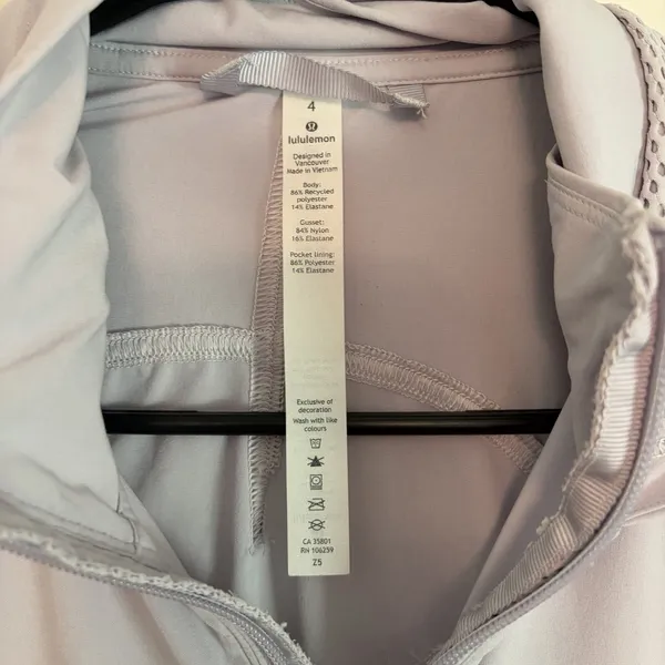 All Day Breeze Lululemon Pullover Hoodie‎ Gray Windbreaker Sz 4 Athletic 1/2 Zip - Image 3