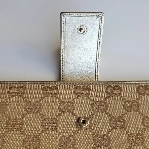 Gucci Abbey D-Ring Long Wallet GG‎ Monogram Canvas Metallic Gold - Image 13