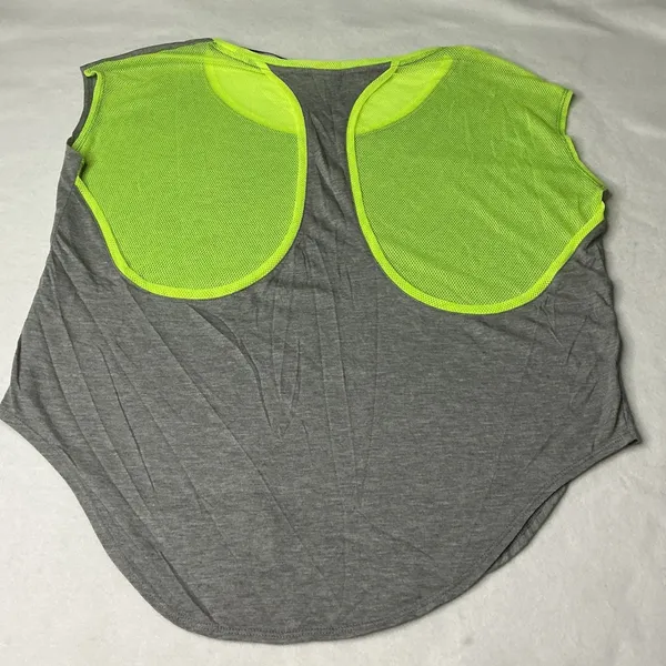 Nike‎ Womens Gray Neon Yellow Mesh Back Activewear Top Medium - Image 3