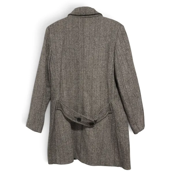Isaac Mizrahi Live Womens XL Herringbone Wool Coat preppy academia professional - Image 2
