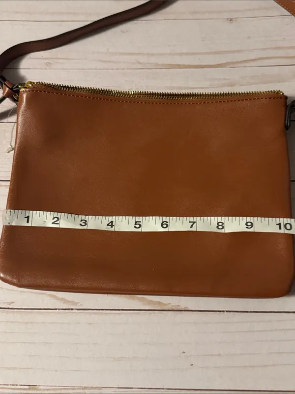 Old Navy Brown Double Compartment Faux Leather Crossbody Bag NWOT - Image 10