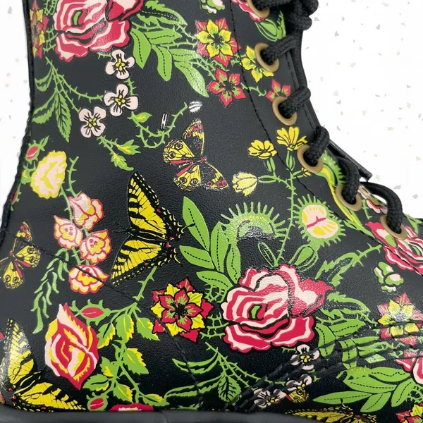 Dr. Martens 1460 Floral Bloom Venus Flytrap Butterfly Print Leather Boots Size 6 - Image 3