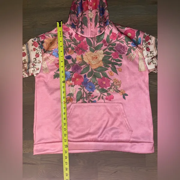 Pink Floral Hoodie with Garden Motif - Image 3