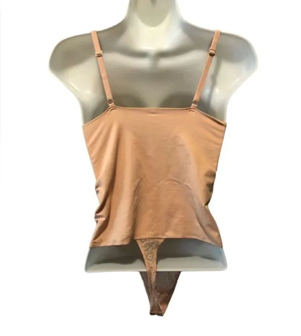 Sofia Intimates Lacy Shaper Sz. L Nude Thong One Piece Stretch Med Compression Tan Size L - Image 3
