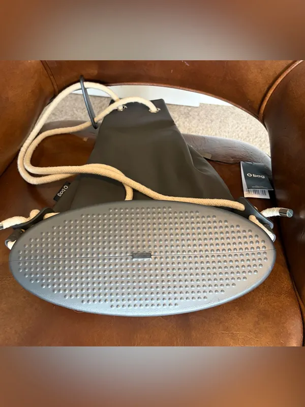 O bag Rubberized Backpack With Grey Body and Trim Unisex Med sized Bag NWT - Image 4