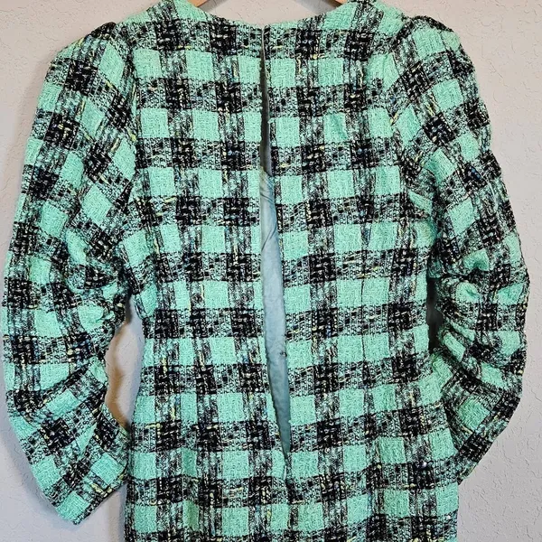 Atoir Leave Me Be Dress Aspen Green Plaid Tweed Mini Dress XS NWT Ruffle - Image 4
