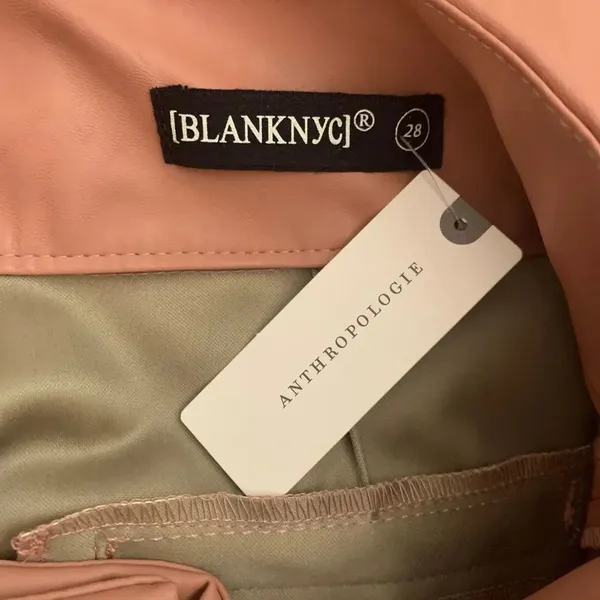 Anthropologie BlankNYC Chelsea Pants Faux Leather Pleated Tapered Pink Size 28‎ - Image 9