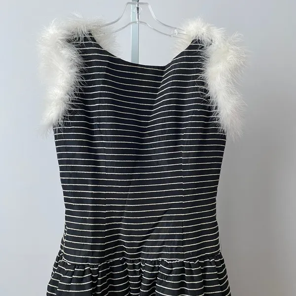 Victor‎ Costa MobWife Quirky Dainty Victorian Dress 12 Black Striped Party - Image 2