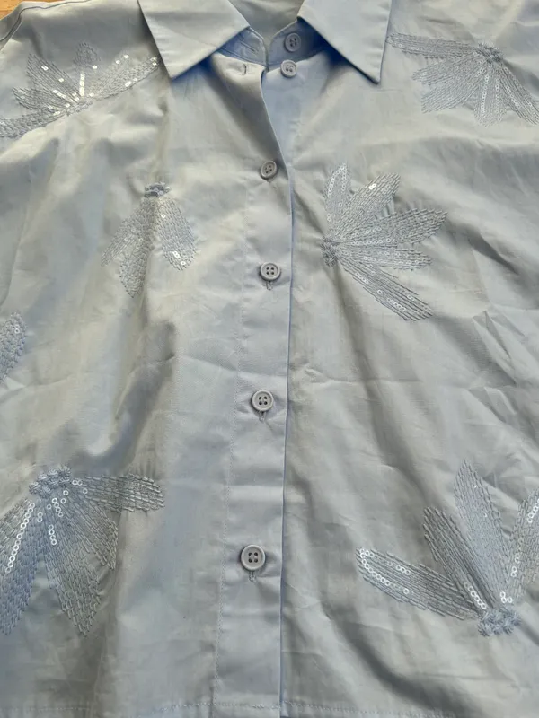 Zara NWOT Sequined Button Down Shirt - Image 8