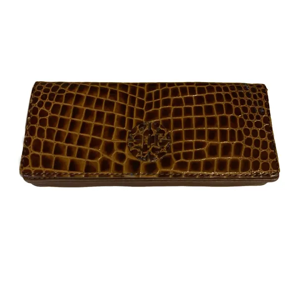 Antonio Melani Faux Brown Patent Leather Crocodile Embossed Clutch/Shoulder Bag - Image 13