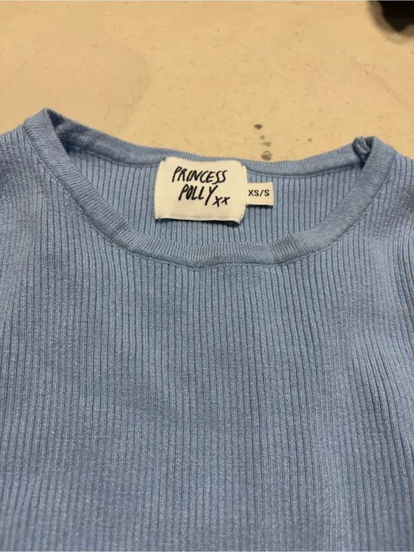 Princess Polly Light Blue Ribbed Long Sleeve Top XS/S - Image 2