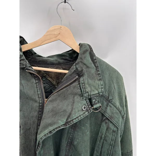 Expressions‎ Jacket Womens Large Green Acid Washed Full Zip Cotton Bomber Jacket - Image 6