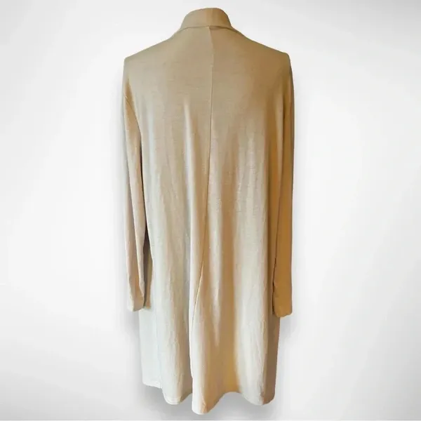 Open Front‎ Lightweight Long Sleeve Draped Apricot Long Cardigan Medium - Image 4