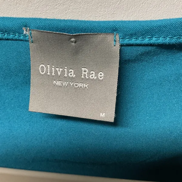 Olivia Rae Crop Top Womens Medium Teal Scoop Neck Short Sleeve Stretch‎ Basic - Image 4