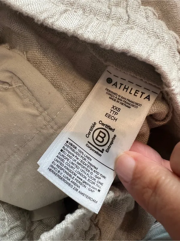 Athleta Beige Linen Wide-Leg Drawstring Pants - Image 9