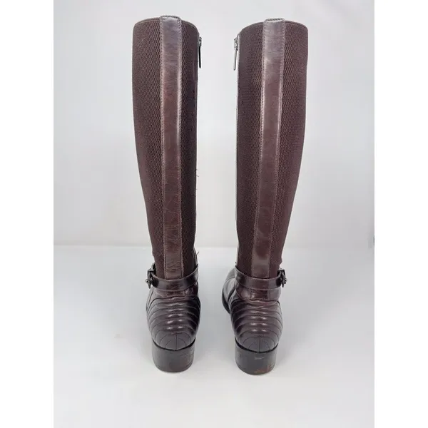 Aquatalia Womens Boots Brown Leather Knee High Tall Zip Up Riding Italian US 6.5 - Image 6