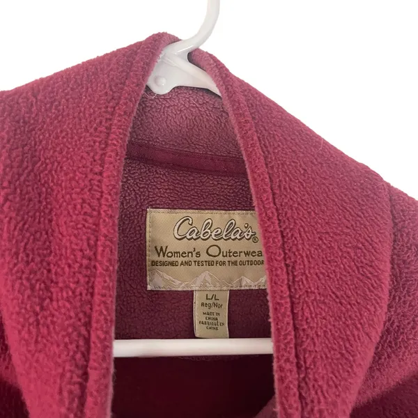 Cabela's Women's Size Large Red Fleece Full Zip‎ Sweater - Image 6