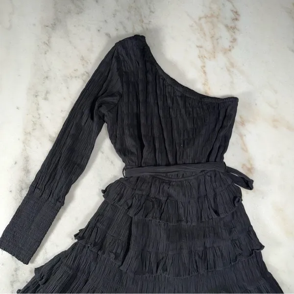 Hello Molly Dance The Night Away Black One-Shoulder Ruffle Mini Dress 8 New NWT - Image 11