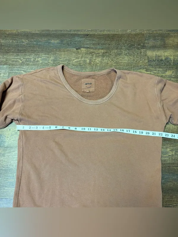Aerie Oversized Slouchy Grunge Sweatshirt Brown Women's XS - Image 3