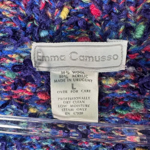 Emma Camusso Womens L Wool Blend Textured‎ Chunky Knit Cardigan Sweater Uruguay - Image 2