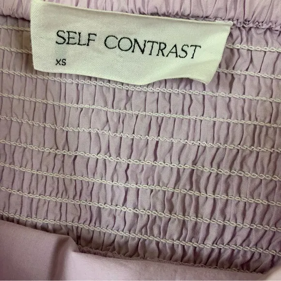 Self Contrast Lilac Smocked Waist Mini Skirt XS‎ Flowy Feminine Cottagecore - Image 3