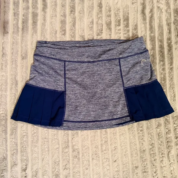 HEAD Womens Blue Space Dye Pleated Tennis Skort Athletic Skirt Small - Image 2