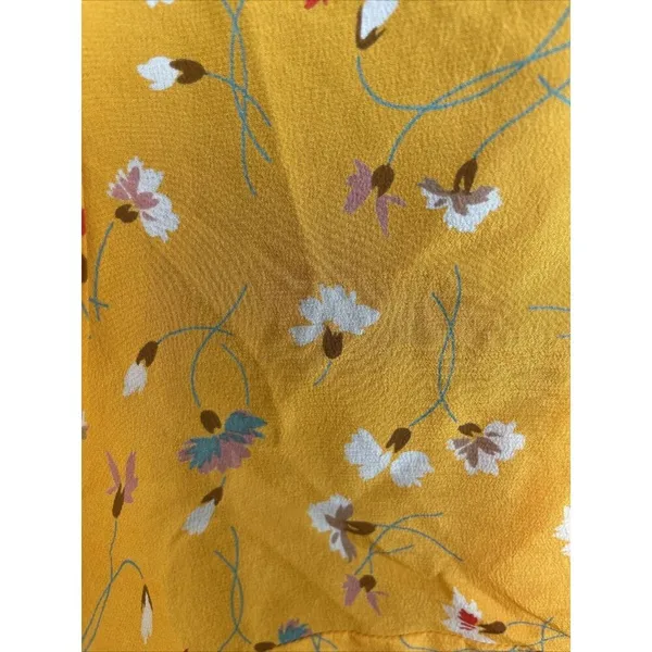 Madewell 100% Silk Floral Wrap Tank Top Ruffle Yellow V Neck Size‎ 6 - Image 5