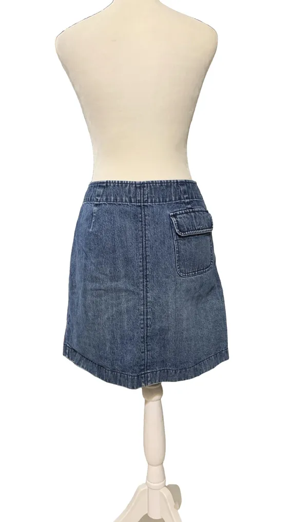 Boden A-Line 100% Cotton Medium Wash Denim Jean A-Line Casual Skirt - Image 2