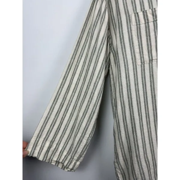 Madewell Lakeline Hester Stripe Linen Blend Popover Hi Low Blouse Size‎ S - Image 2