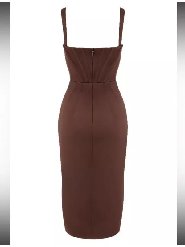 House of CB Faye Satin Corset Midi Dress Size XS - Image 5