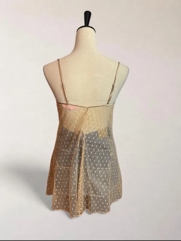 Victoria’s Secret Champagne Satin Sheer Mesh Babydoll Cami Top Size S - Image 5
