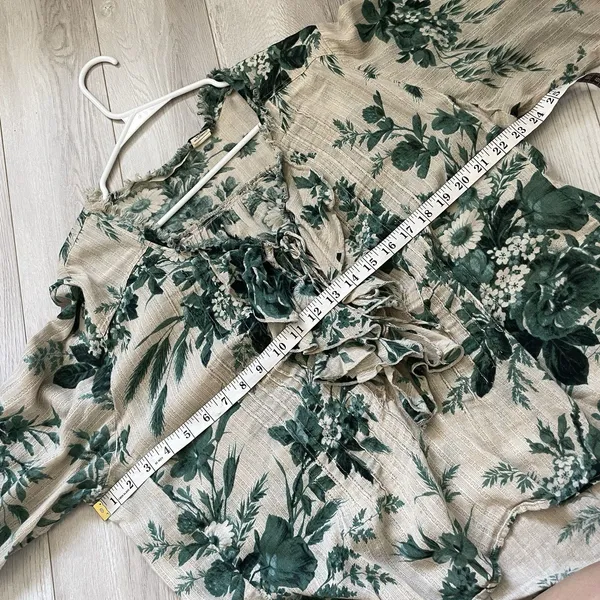 Denim & Supply Ralph Lauren Top cotton floral ruffle womens Beige (large) boho - Image 3