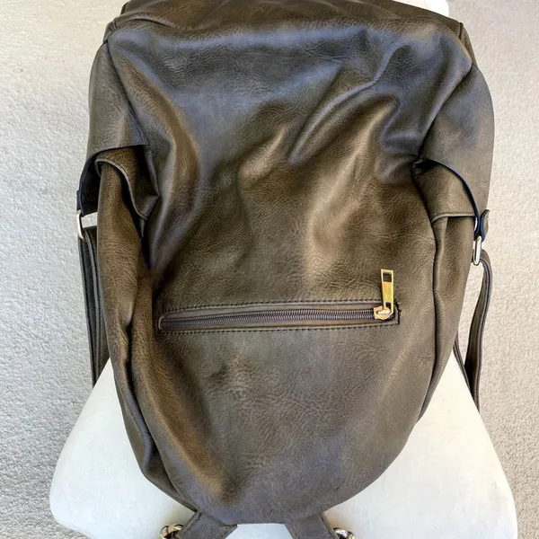 Sasha + Sofi Faux Leather Backpack Olive Brown - Image 9