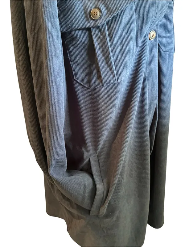 Eytino Women's Plus Size Long Sleeve Button Down Navy Blue Corduroy Jacket NEW - Image 5