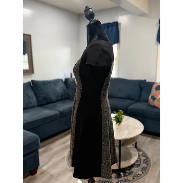 White House Black Market Colorblock Fit & Flare Feminine Tweed Career Dress Sz 0 - Image 3